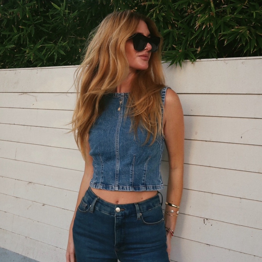 Abercrombie & Fitch Blue Denim Sleeveless Top